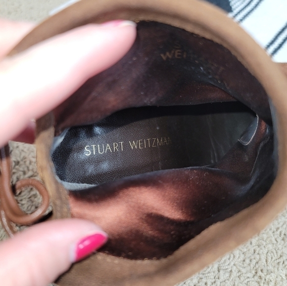 STUART WEITZMAN BROWN SUEDE HEELED BOOTIES, SZ 9.5 / 40 EUR - Picture 14 of 16